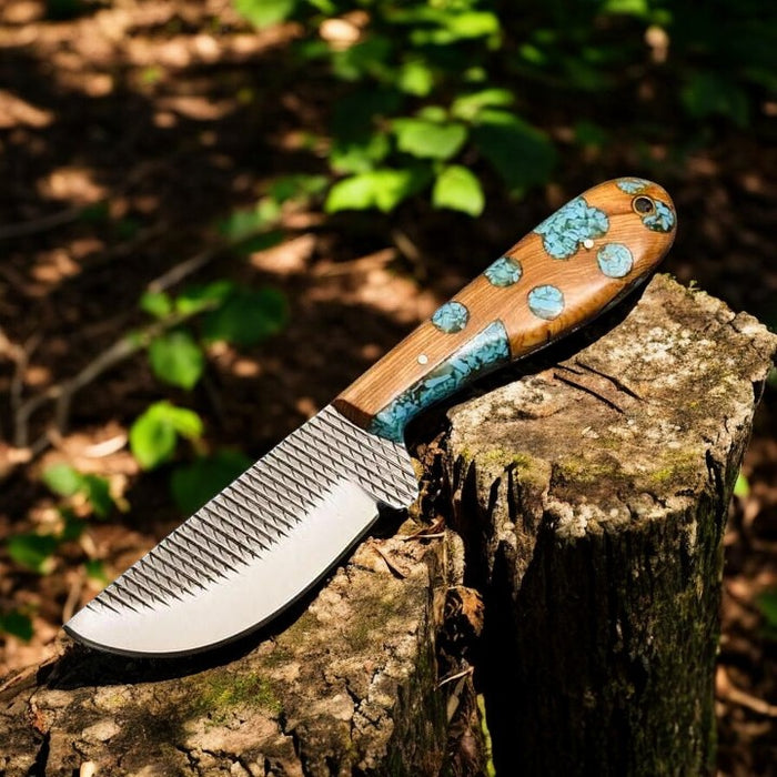 Wyoming Knife Blade – Handcrafted 4" Rasp Steel with Olivewood Handle
